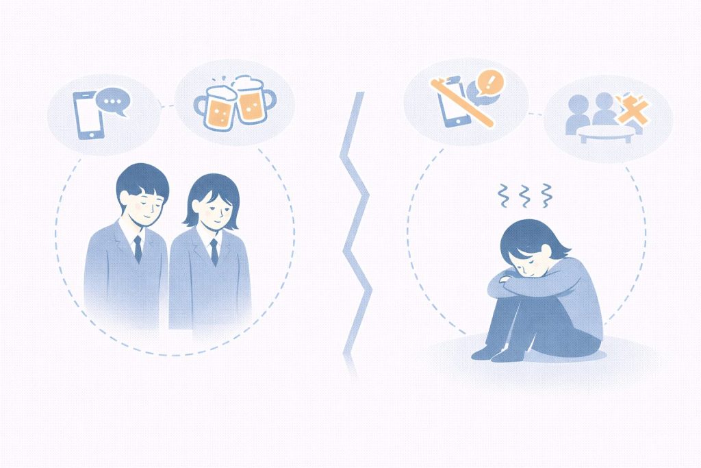 友達関係に疲れた高校生と友達関係がうまくいかない高校生